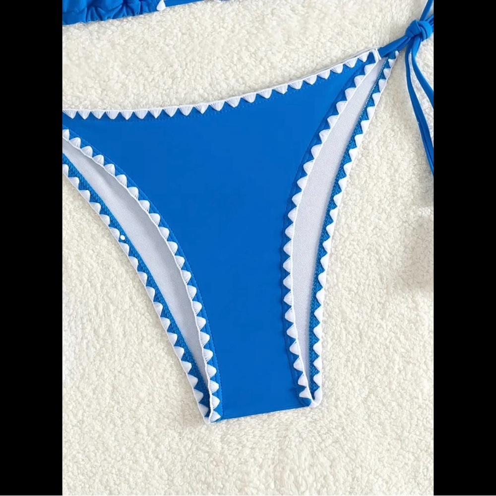 Blue & White, Boho, Tassel, Bikini Set - Picture 5 of 7